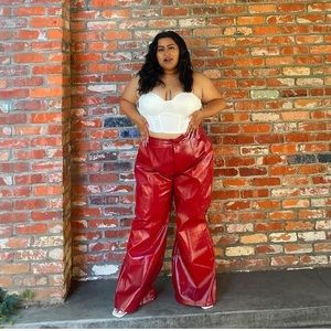 princess polly red leather loose pant size 20
